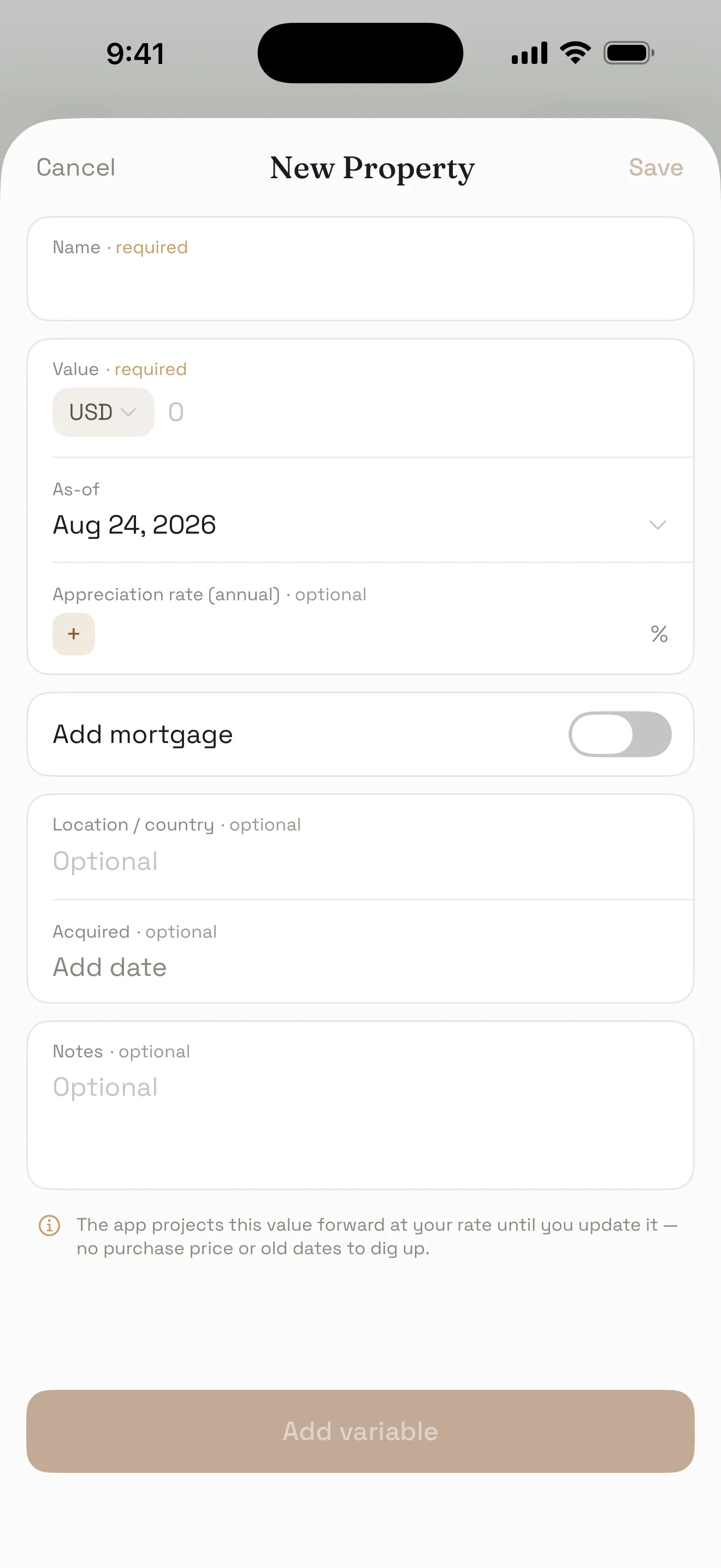Add what you own