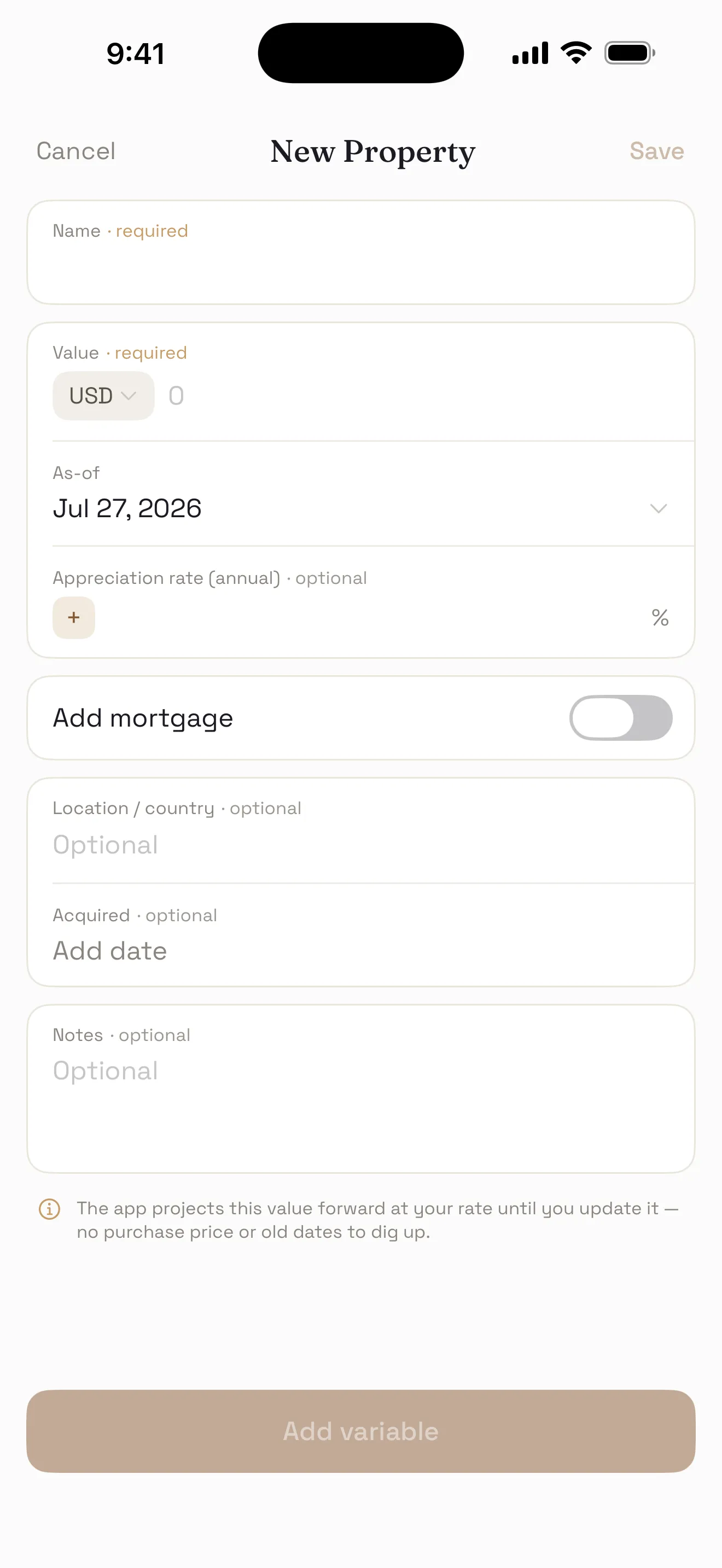 Add what you own