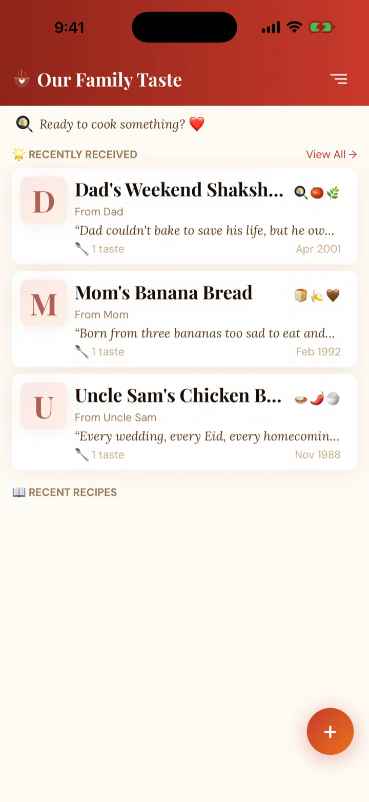 OurFamilyTaste — Where family recipes live with family.