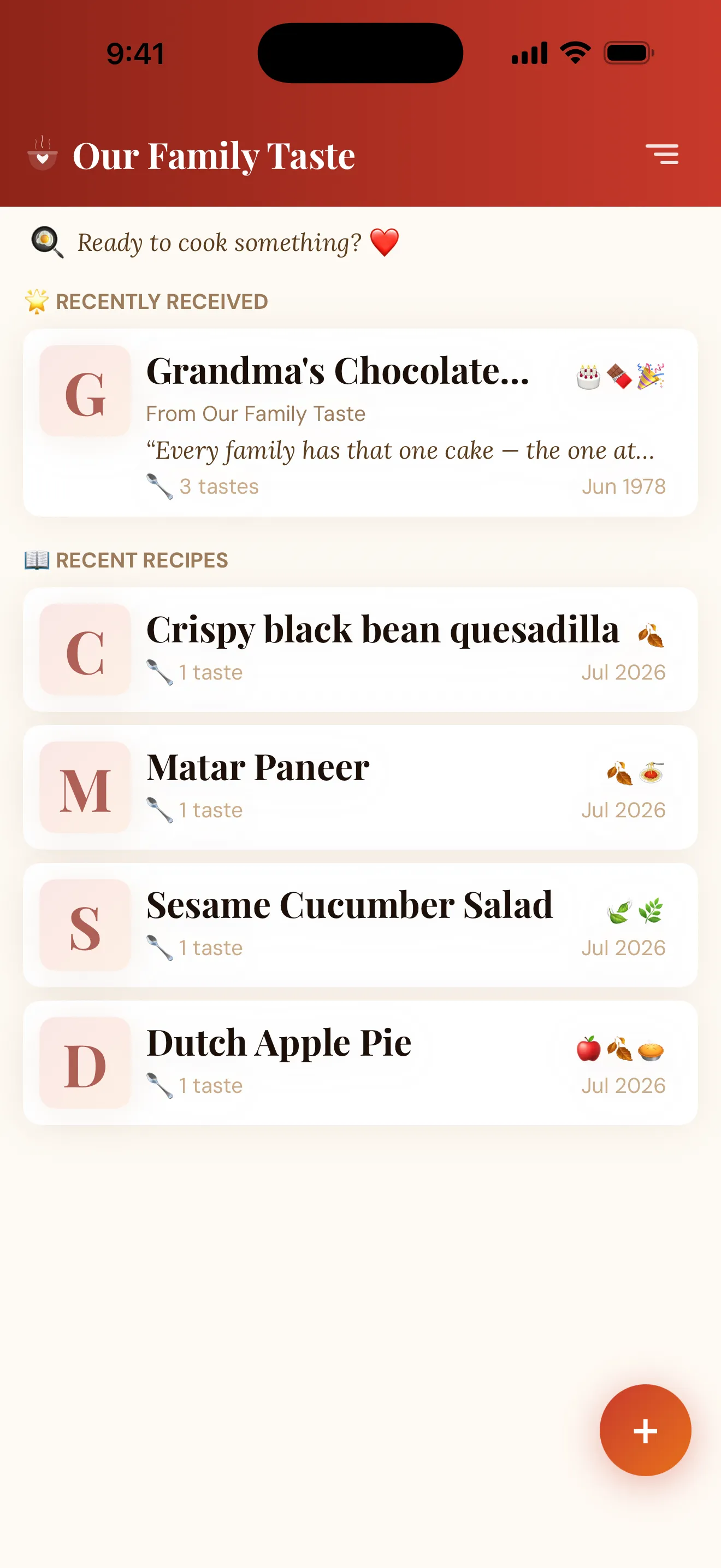 OurFamilyTaste — Where family recipes live with family.